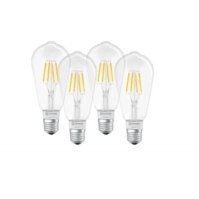 Image of LEDVANCE Smart Led Lamp With Bluetooth Technology, E27 Socket, Dimmable, Warm White (2700 k), Controllable Alexa, Google And Apple, + Bt, Pack Of 4