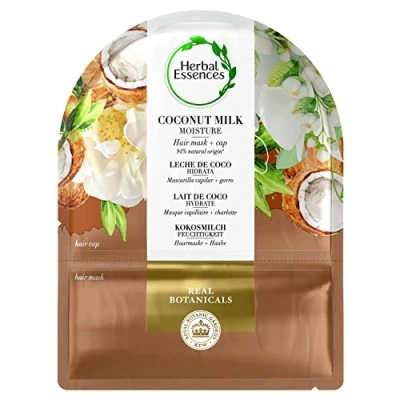 Image of Herbal Essences Coconut Oil Hair Mask &amp; Reusable Shower Cap, Stocking Filler, 20ml, Gifts for Women and Teens