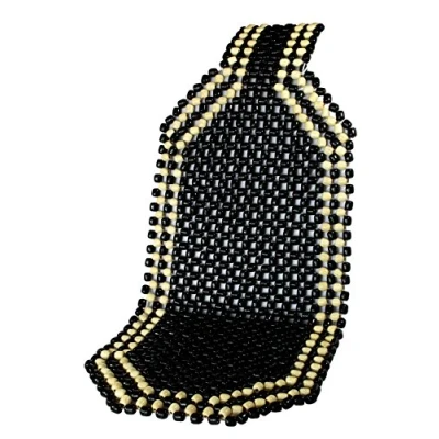 Image of IWH Wooden Ball Seat Cover, Black, Universal Car Fit