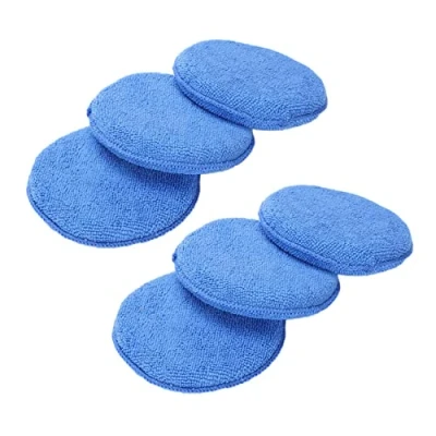 Image of Prakti 6 x Microfibre Foam Sponge Polish Wax Applicator Pads Car Home Cleaning