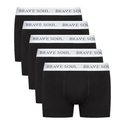 Image of Brave Soul Wyatt 5 Pack Boxer Shorts BLACK (Small)
