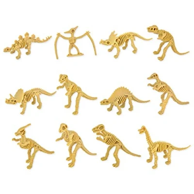 Image of SCSpecial 12 Pieces Dinosaur Fossils for Kids Assorted Dino Bones Skeleton Toy Figures PVC Made Science Play Rewards Sand Dig Party Favor
