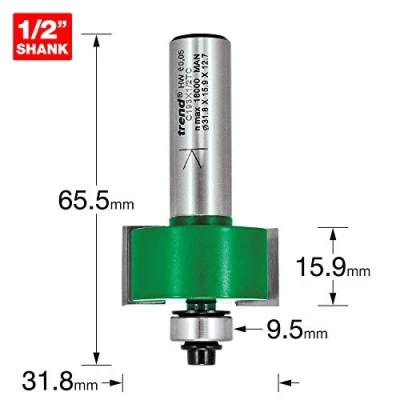 Image of Trend CraftPro Rebater Router Cutter Bit, 1/2 Inch Shank, 15.9mm Cut Length and 31.8mm Diameter, Tungsten Carbide Tipped, C193X1/2TC