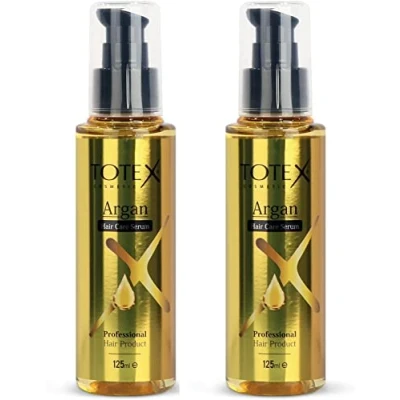 Image of Totex Hair Argan Serum Oil Grow, Repair &amp; Straightening Silky Smooth Shinny 125ml (Pack Of 2)