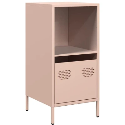 Image of vidaXL sideboard cabinet pink metal storage unit with drawer and shelf 35x39x73.5 cm