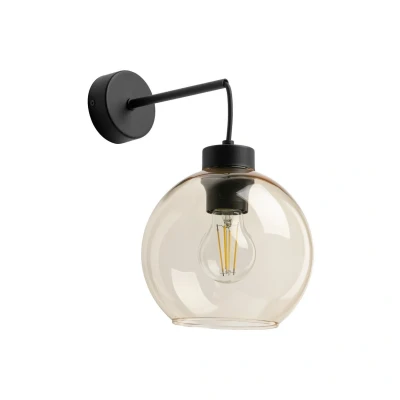 Image of TK Lighting Cubus wall light, black/amber, glass, Ø 18 cm, E27