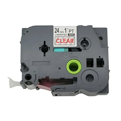 Image of BROVACS 1 Pack Red on Clear Label Tape Compatible for Brother P Touch TZ 152 TZe 24mm 1&quot; OPA1115B