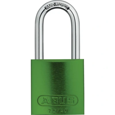 Image of ABUS padlock 72/40HB40 with high shackle lightweight titanium material corrosion protection including 2 keys security level 6 green