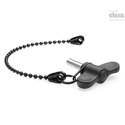 Image of ELESA EWN LP Wing nuts with retaining chain technopolymer Zinc plated steel threaded stud EWN.63 p M10x30 C1
