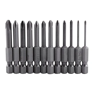 Image of 12 Pieces 50mm Phillips Screwdriver Bits 1/4 Inch Hexagonal Shank Short Set Ph00 Ph0 Ph1 Ph2 for Electric Drill