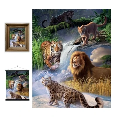 Image of 3D LiveLife Lenticular wall Art Prints Big Cats Expedition from Deluxebase. Unframed Wild Animal Poster. A perfect filler. Original artwork licensed renowned artist, Jerry LoFaro