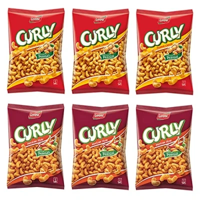 Image of HDmirrorR Lorenz Curly Peanut Classic/Mexican Assorted 120 g Pack of 6 (3 + 3)