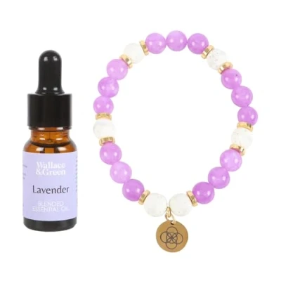 Image of Wallace &amp; Green Anti Anxiety Lava Bracelet with Aromatherapy Oil Gifts for Women, Crystal Bracelet, Healing Gift Women Stress Relief