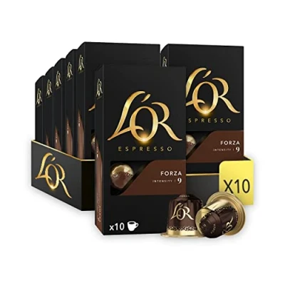Image of L&#039;OR Espresso Forza Coffee Pods x10 Intensity 9 (Pack of 10, Total 100 Capsules)