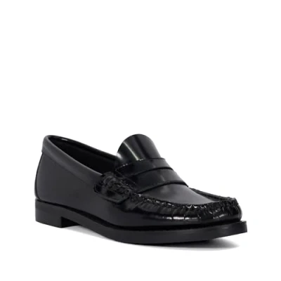 Image of Dune Ladies Ginnie Leather Penny Loafers Size UK 5 Flat Heel Black