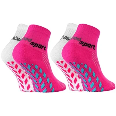 Image of Rainbow Socks Boy Girl Terry Sport Non Slip Ankle 2 Pairs White Pink Size 11,5 2,5