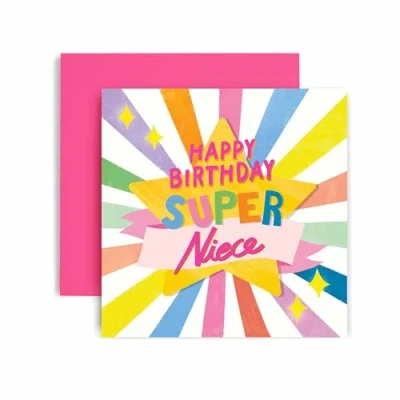 Image of Huxters Happy Birthday Card for Niece Her Super Star Pastel Gift 14.8cm (Niece Birthday)