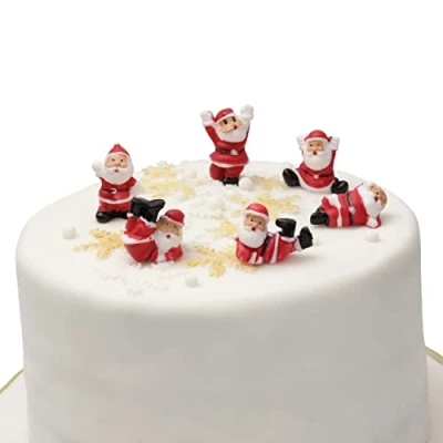 Image of Merry Christmas Cake topper stocking elfin Santa sign Moto snowman hessian candy cane reindeer Decorations yule log cupcake toppers (Mini Santa)