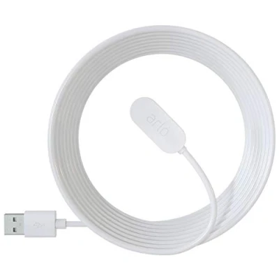 Image of Arlo Certified Accessory Indoor Magnetic Charging Cable, 8 ft, Designed for Go 1, 2, Essential (+XL), Pro 3, 4 5, Ultra 2 (+XL) cameras, White