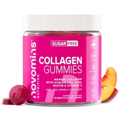 Image of Collagen Gummies Sugar Free Marine Superior Type 1 Hydrolysed Infused with Biotin, Vitamin C and Hyaluronic Acid by Novomins
