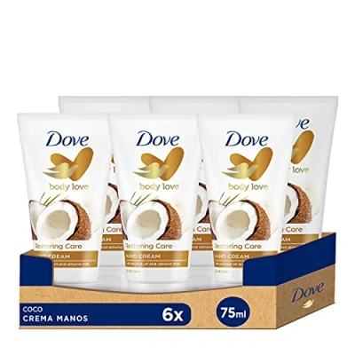 Image of Dove Coconut Oil and Almond Milk Hand Cream, 6 Pack (75ml x 6)