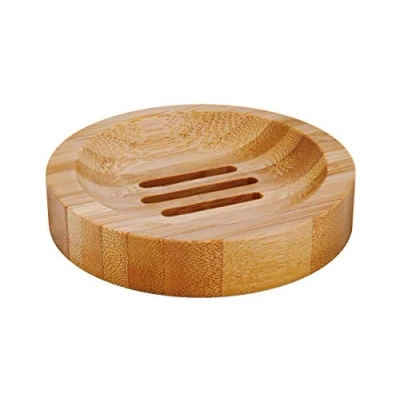 Image of Sustainable Bamboo Soap Dish Round Zero Waste for Shampoo Bars and Soaps