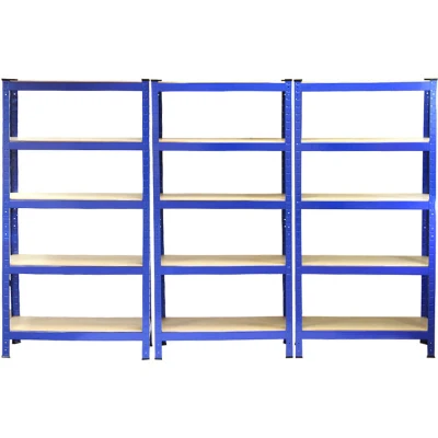 Image of MonsterShop Monster Racking T Rax Heavy Duty Shelving Units Blue 75cm W 30cm D (Set of 3)