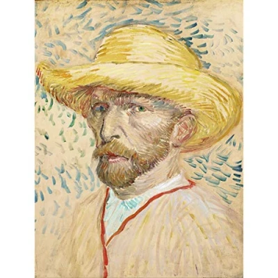 Image of Vincent Van Gogh Self Portrait With Straw Hat Large Wall Art Print Canvas Premium Poster Mural