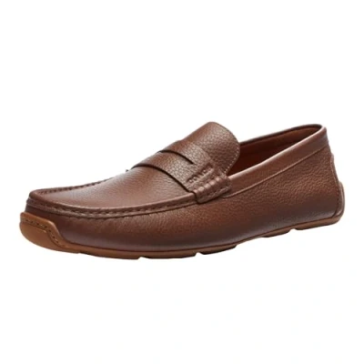 Image of Coach Men&#039;s Luca Leather Driver Loafer, Saddle, 6.5 UK