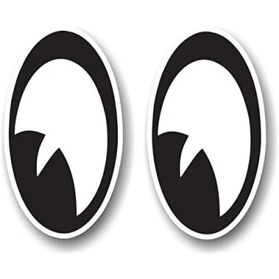 Image of Vintage Retro Pair Of Cartoon Eyes Looking LEFT Motif For Mod Rocker Motorcycle Helmet etc. Funny Rat look Vinyl Car Sticker Bomb Decal 90x50mm each approx.