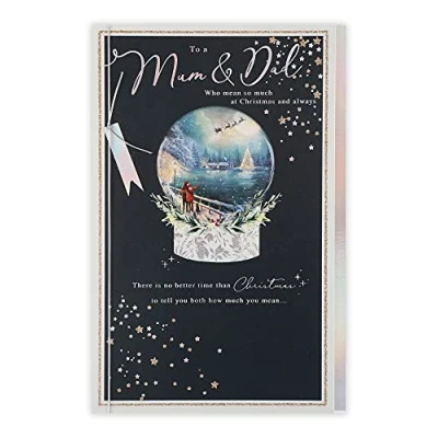 Image of Clintons: Mum and Dad Magical Christmas Snow globe Card, Multi Colour, 171 x 260, 1182054