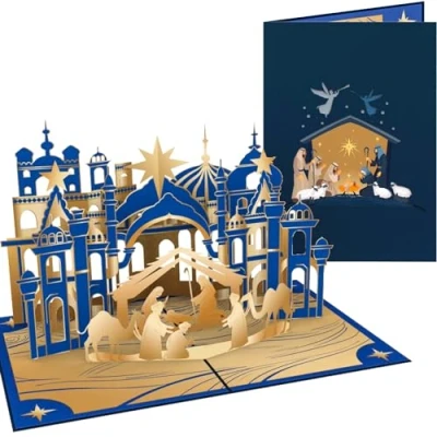 Image of PopLife Nativity Scene 3D Pop Up Card Handmade Card, Religious Holiday, Blank Christmas