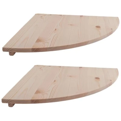 Image of WooDeeDoo Large Wooden Corner Shelves 40 cm / 15.7&quot; 2 Pack Unfinished Natural Pine Floating Wall Mounted Display Storage Shelf