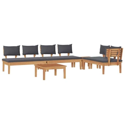 Image of vidaXL 5 Piece Garden Dining Set with Cushions Solid Teak Wood