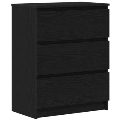 Image of vidaXL Sideboard Cabinet Black Oak 60x35x76 cm Engineered Wood Modern Storage Unit for Living Room