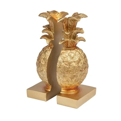 Image of Creative Co Op Pineapple Shaped Gold Resin Bookends (Set of 2 Pieces)