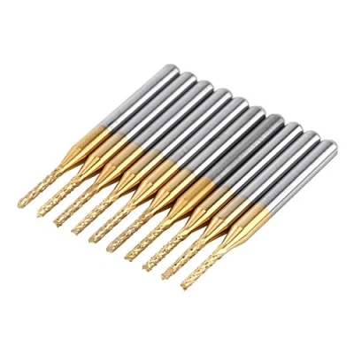 Image of Akozon 10pcs 1.5mm Cutting Edge End Mill CNC PCB Engraving Bit Tungsten Coating 1/8&quot; Shank Milling Tool
