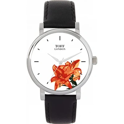 Image of Toff London Ladies Orange Lilies Flower Watch