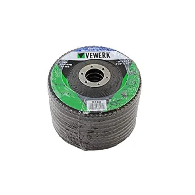 Image of VEWERK Pack of 10 120 Grit Oxide Flap Discs 115mm X 22.2mm 8169