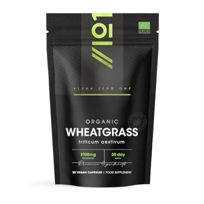 Image of Organic Wheatgrass 2100mg High Strength Triticum Aestivum Supplement 90 Vegan Capsules Resealable and Recyclable Pouch by Alpha01