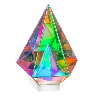 Image of Playlearn Sensory Infinite Dodecahedron Prism Light Acrylic Diamond Shape 3D Night Hollow Geometric Lamp for Kids Room Color Changing USB Desk