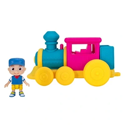 Image of CoComelon Feature Vehicle, Train Vehicle With Sounds Exclusive Conductor JJ Figure Fits 4 Figures Free Wheeled Play Songs Toys for Kids, Toddlers, and Preschoolers