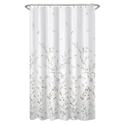 Image of MAYTEX Dragonfly Garden Semi Sheer Fabric Shower Curtain, 70 x 72 Inches, Multi