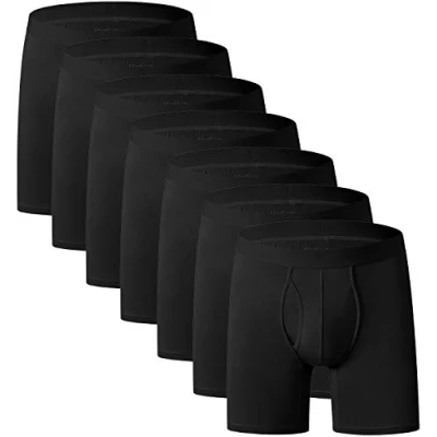 Image of YOULEHE Men&#039;s Boxer Shorts Soft Bamboo Underwear Trunks Breathable Multipack (U018 (7 Pack Black Long Legs), L)