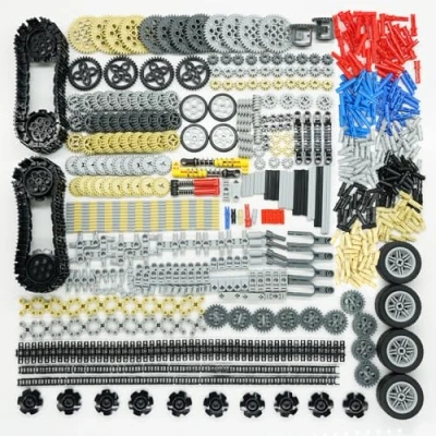 Image of Technic Spare Parts for Cars, Gears, Axles Wheels, Connectors, Building Blocks Accessories Sets, Chain Link Pins, Connectors Bricks Shock Absorbers, MOC Technical Lot, Bulk Toys