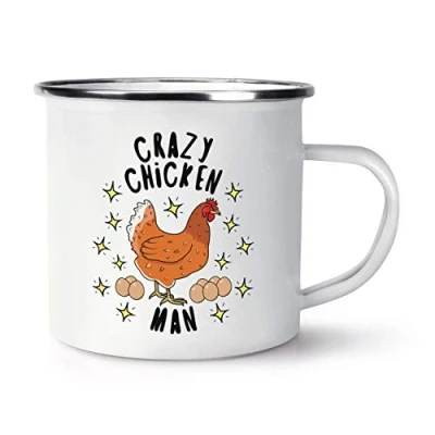 Image of Crazy Chicken Man Stars Retro Enamel Mug Cup