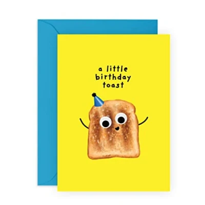 Image of Central 23 Funny Birthday Cards For Men And Women &#039;A Little Toast&#039; Pun Witty Humor Card Boyfriend Girlfriend Friends Comes With Fun Stickers