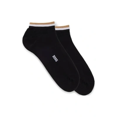 Image of BOSS Mens 2P AS Uni stripe CC Two pack of ankle length socks with logo and signature