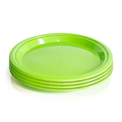 Image of Chimney Sheep Recycled Plastic Reusable Plates Set of 4 Large (Apple Green) Lightweight Shatterproof 100% Food Grade