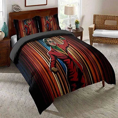 Image of EU VV Duvet Cover Set Double Bed The Joker Joseph Kerr Bedding Microfiber Quilt Zipper Closure and 2 Pillowcases (Double(200x200cm),Eric Border 04)